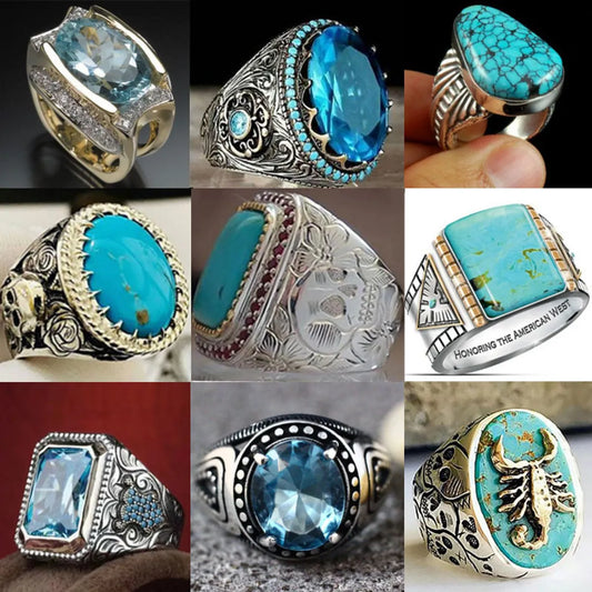 Fashion Geometric Alloy Artificial Gemstones Men'S Rings