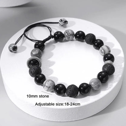 Fashion Geometric Alloy Beaded Natural Stone Bracelets