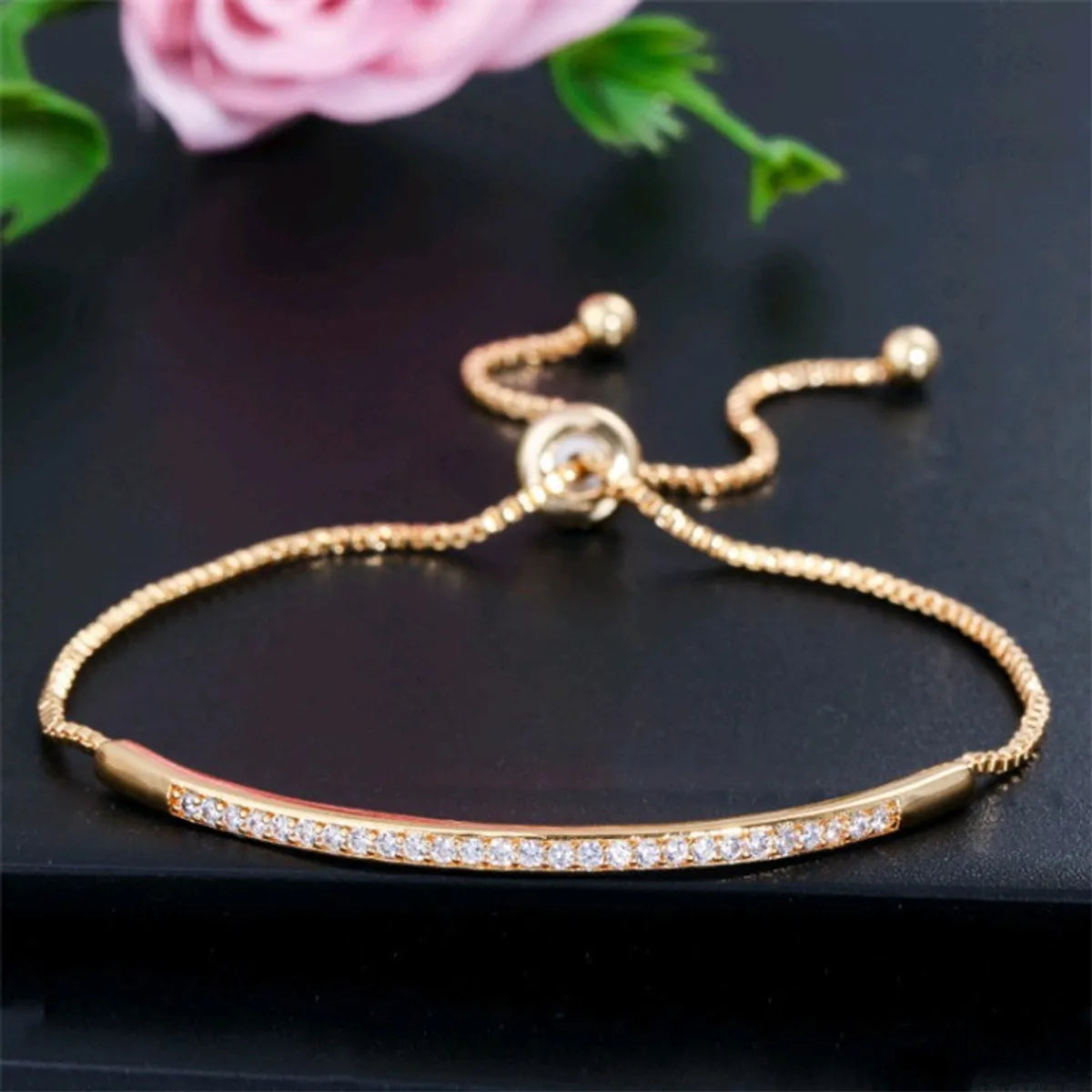 Fashion Geometric Alloy Copper Inlay Artificial Gemstones Women's Bracelets