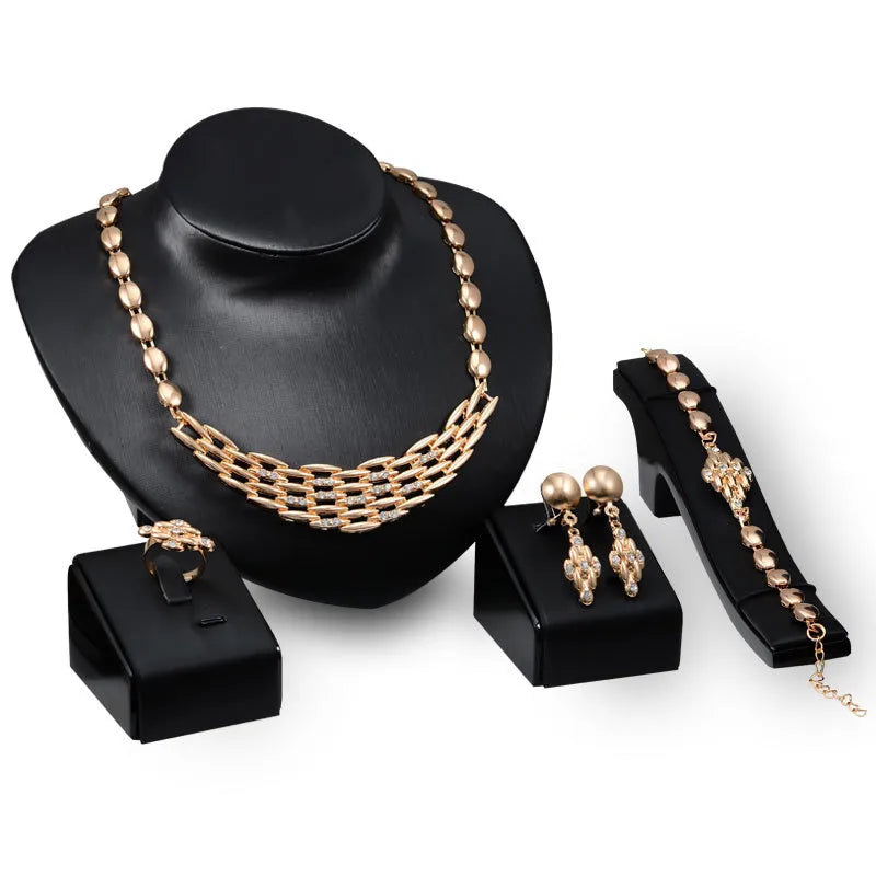 Fashion Geometric Alloy Diamonds Jewelry 4-Piece Set