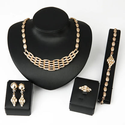 Fashion Geometric Alloy Diamonds Jewelry 4-Piece Set