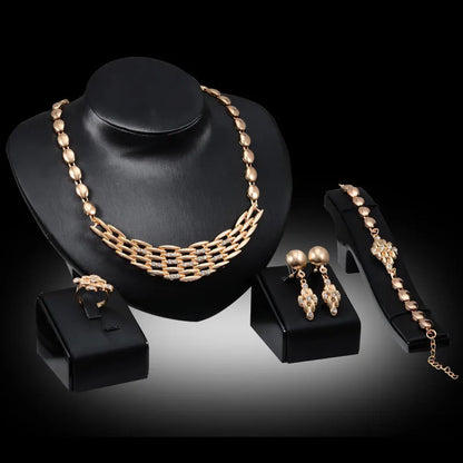 Fashion Geometric Alloy Diamonds Jewelry 4-Piece Set