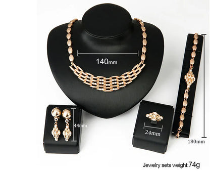 Fashion Geometric Alloy Diamonds Jewelry 4-Piece Set