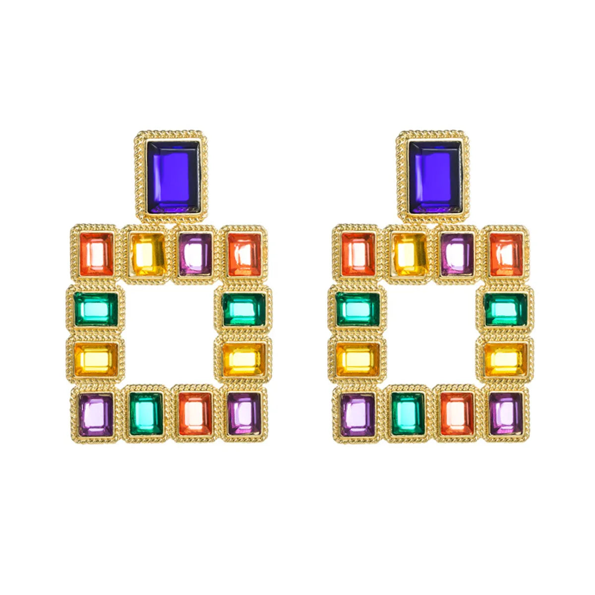 Fashion Geometric Alloy Gold Plated Rhinestones Women's Earrings 1 Pair