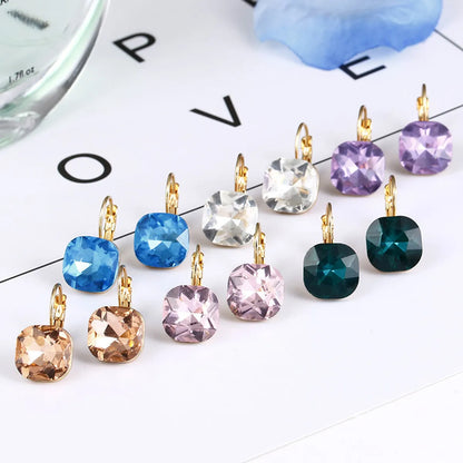 Fashion Geometric Alloy Inlay Artificial Gemstones Women'S Drop Earrings 1 Pair