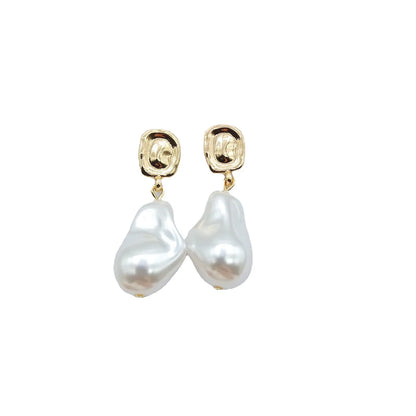 Fashion Geometric Alloy Inlay Artificial Pearls Drop Earrings