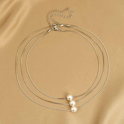 Fashion Geometric Artificial Pearls Alloy Wholesale Pendant Necklace