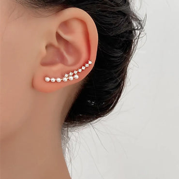 Fashion Geometric Alloy Inlay Artificial Pearls Zircon Women's Ear Clips