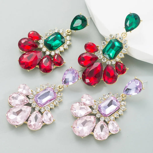 Fashion Geometric Alloy Inlay Rhinestone Drop Earrings