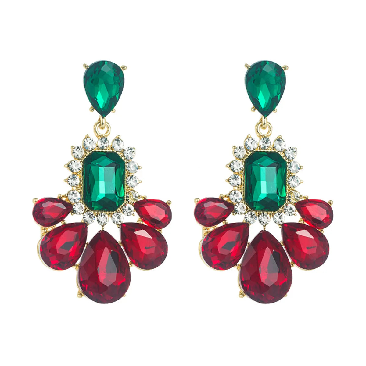 Fashion Geometric Alloy Inlay Rhinestone Drop Earrings