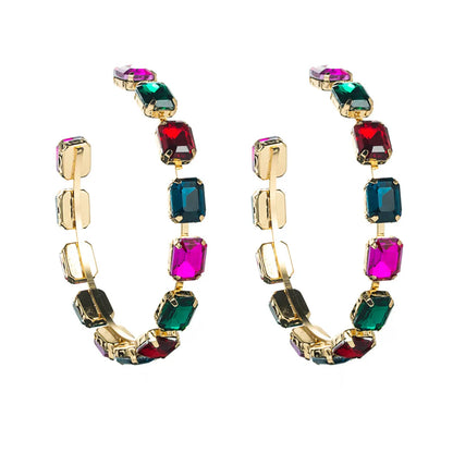 Fashion Geometric Alloy Inlay Rhinestone Earrings 1 Pair