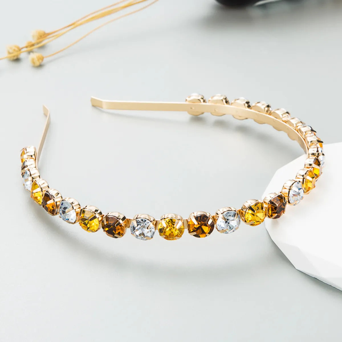 Women'S Fashion Geometric Alloy Inlay Rhinestones Hair Band