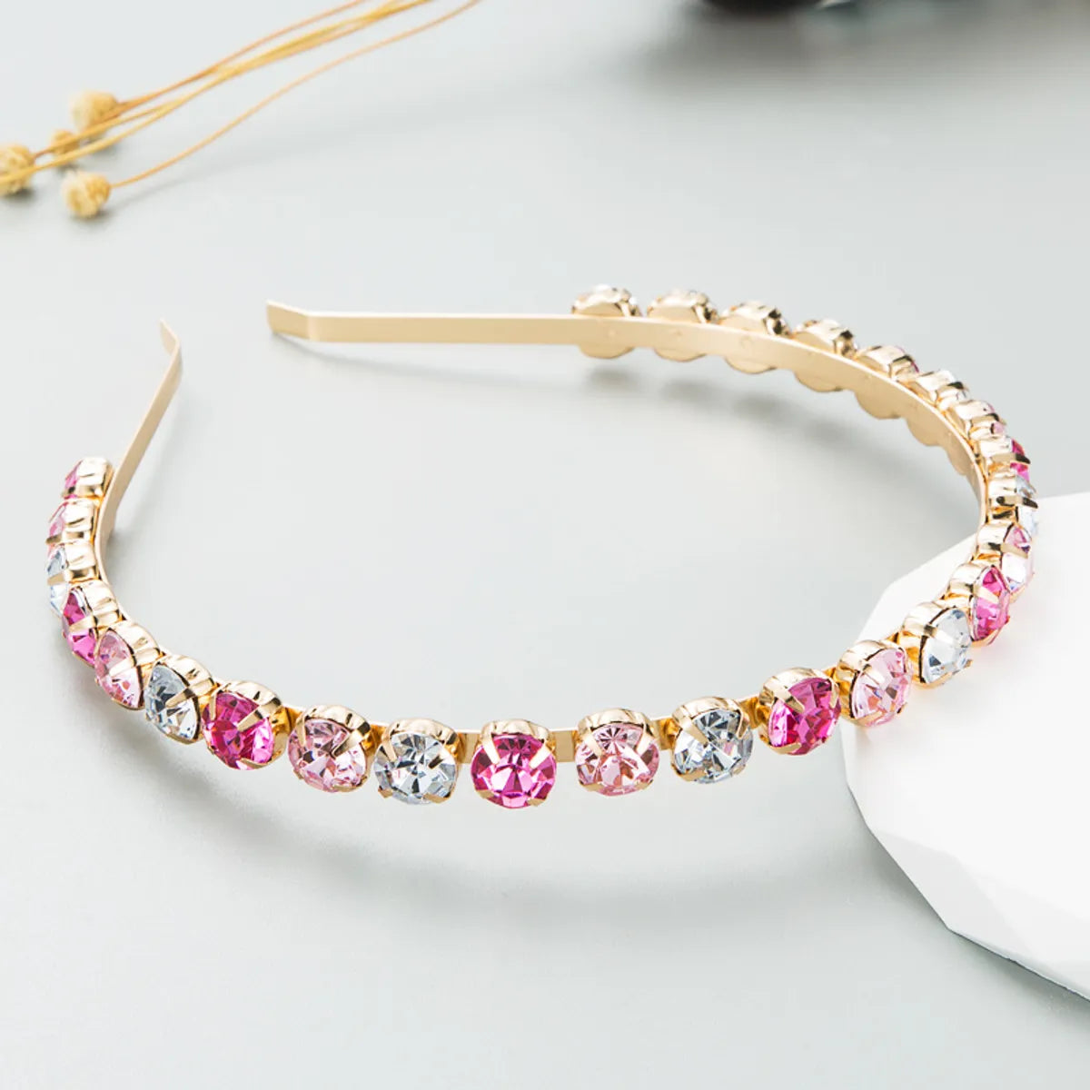 Women'S Fashion Geometric Alloy Inlay Rhinestones Hair Band