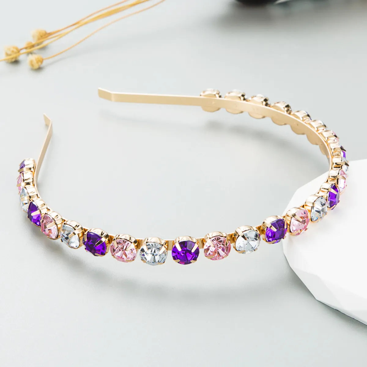 Women'S Fashion Geometric Alloy Inlay Rhinestones Hair Band