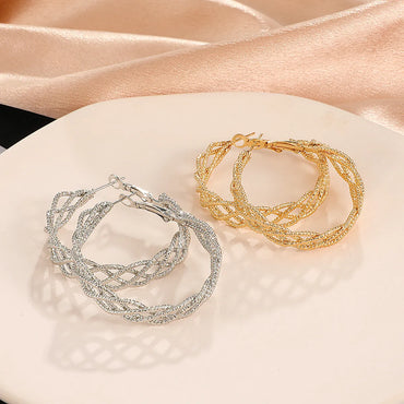 Fashion Geometric Alloy No Inlaid Hoop Earrings