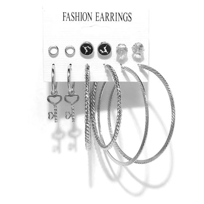 Fashion Geometric Alloy Pearl Earrings Six Pairs Set Wholesale Nihaojewelry