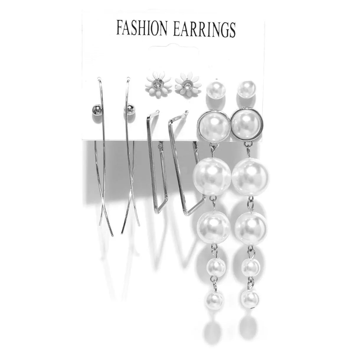 Fashion Geometric Alloy Pearl Earrings Six Pairs Set Wholesale Nihaojewelry