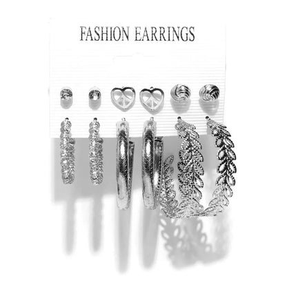 Fashion Geometric Alloy Pearl Earrings Six Pairs Set Wholesale Nihaojewelry