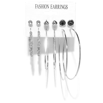 Fashion Geometric Alloy Pearl Earrings Six Pairs Set Wholesale Nihaojewelry