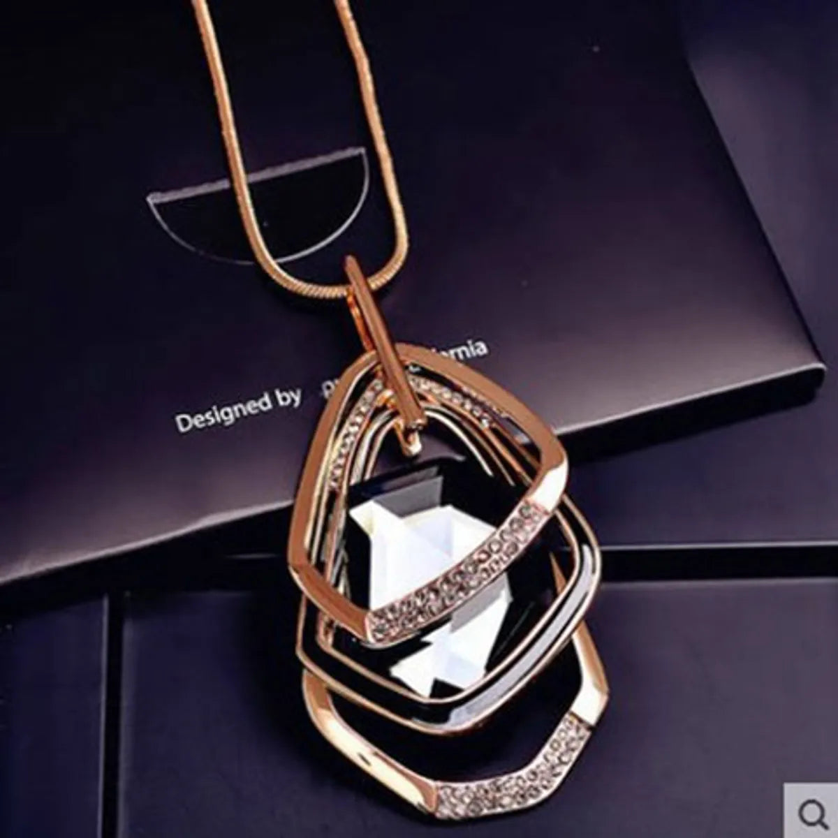 Fashion Geometric Alloy Plating Artificial Crystal Women'S Necklace