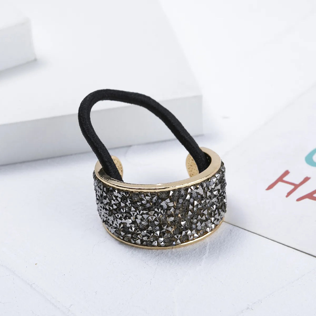 Fashion Geometric Alloy Plating Artificial Diamond Hair Tie