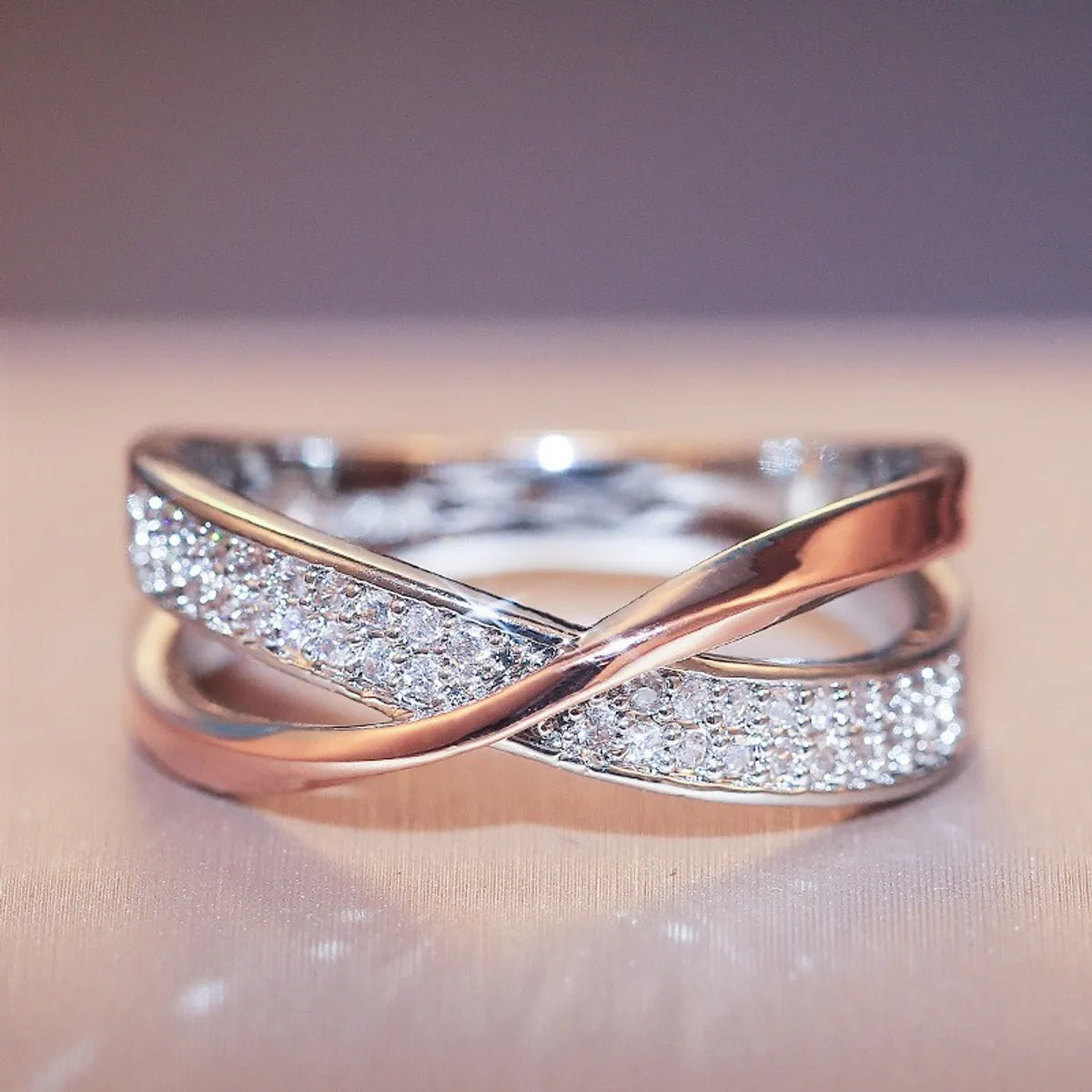 Fashion Geometric Alloy Plating Artificial Diamond Women'S Rings