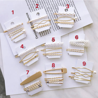 Fashion Geometric Alloy Plating Artificial Pearls Hair Clip 1 Set