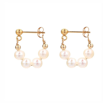 Fashion Geometric Alloy Plating Artificial Pearls Women'S Earrings 1 Pair