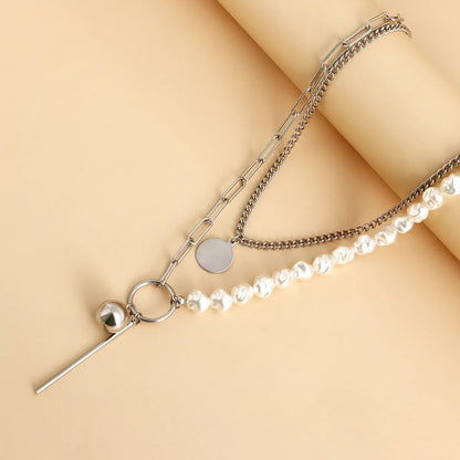 Fashion Geometric Alloy Plating Artificial Pearls Women'S Layered Necklaces