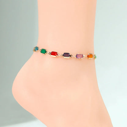 Fashion Geometric Alloy Plating Inlay Women's Bracelets Anklet Necklace