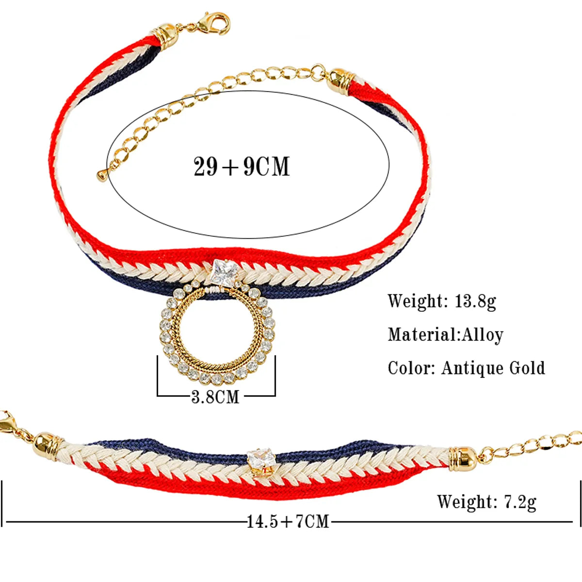 Fashion Geometric Alloy Plating Inlay Rhinestones Zircon Gold Plated Women's Bracelets Choker