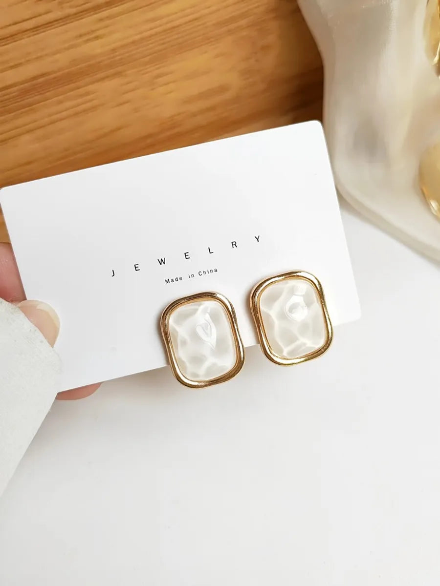 Fashion Geometric Alloy Plating Resin Ear Studs