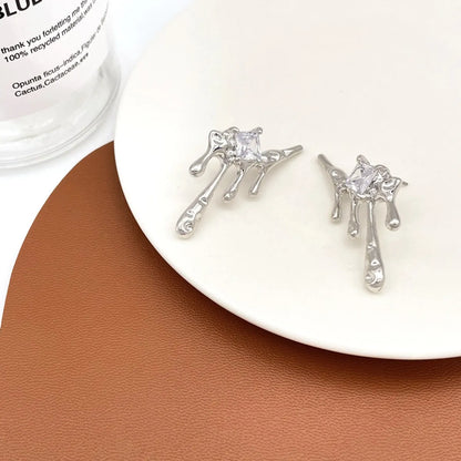 Fashion Geometric Alloy Plating Rhinestones Ear Studs