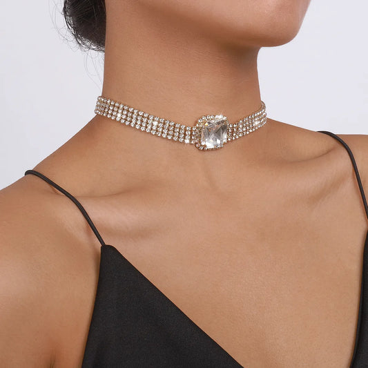 Fashion Geometric Alloy Plating Rhinestones Women's Choker