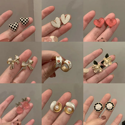 1 Pair Fashion Geometric Plating Alloy Ear Studs