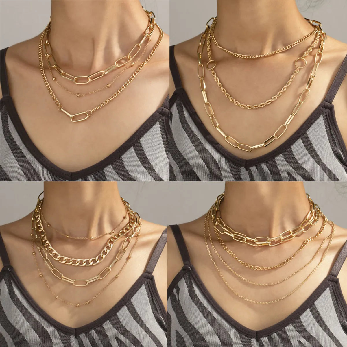 Fashion Geometric Alloy Plating Women'S Layered Necklaces 1 Piece