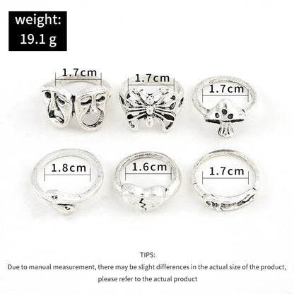 Fashion Geometric Alloy Plating Women's Rings 6 Pieces