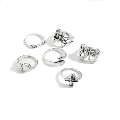 Fashion Geometric Alloy Plating Women's Rings 6 Pieces