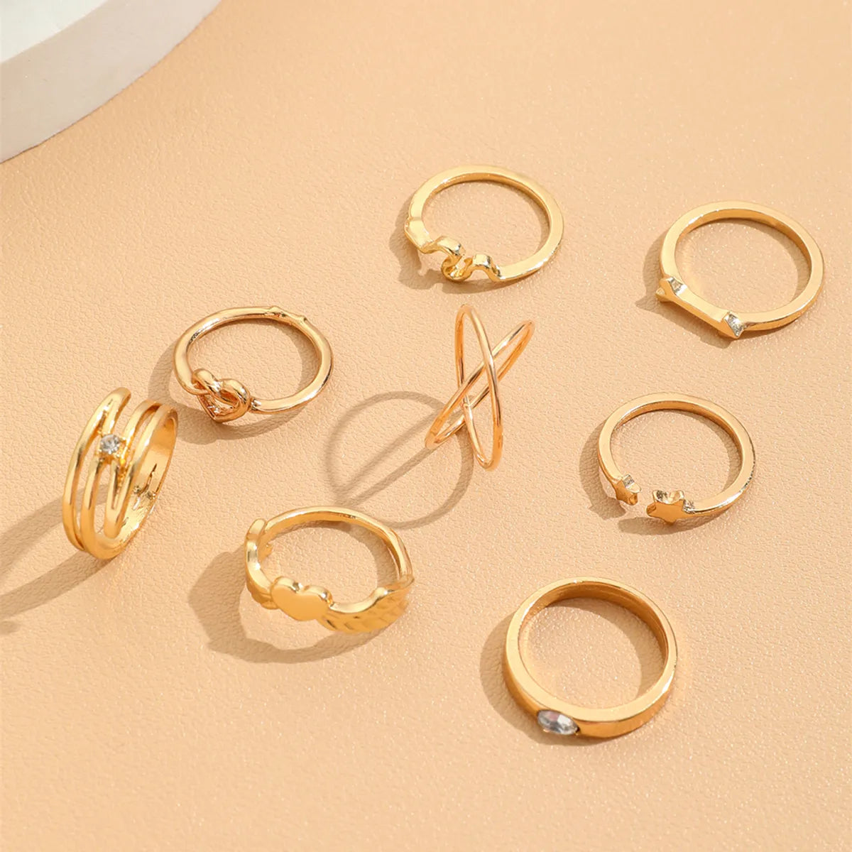 Fashion Geometric Alloy Plating Women's Rings 8 Pieces