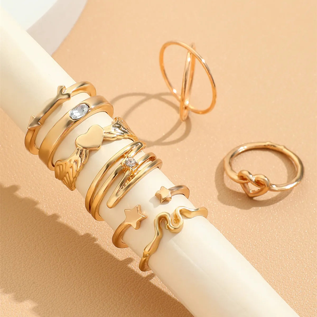 Fashion Geometric Alloy Plating Women's Rings 8 Pieces