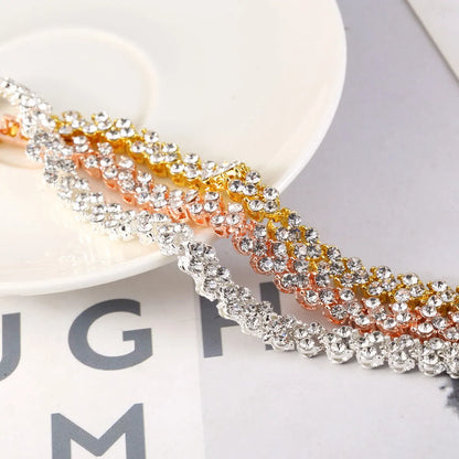 Fashion Geometric Alloy Rhinestone Artificial Gemstones Unisex Bracelets