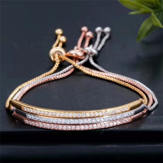 Fashion Geometric Alloy Rhinestone Plating Women's Bracelets