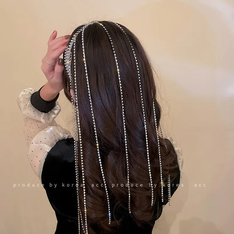 Fashion Geometric Alloy Tassel Rhinestones Hair Band