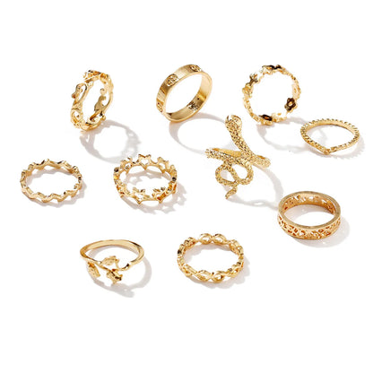 Fashion Geometric Animal Alloy Plating No Inlaid Open Ring 10 Pieces