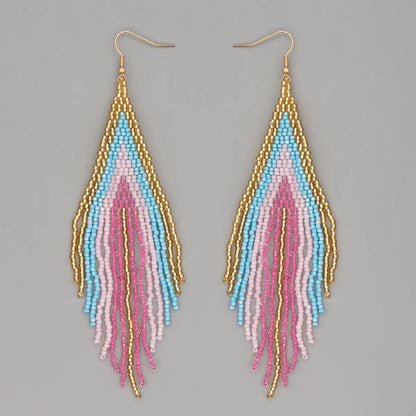 Fashion Geometric Beaded Tassel Earrings