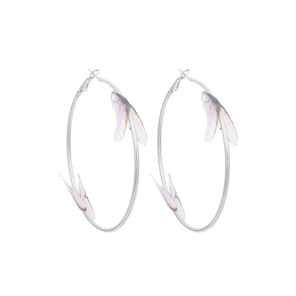 Ig Style Fashion Fabric Butterfly Alloy Hoop Earrings