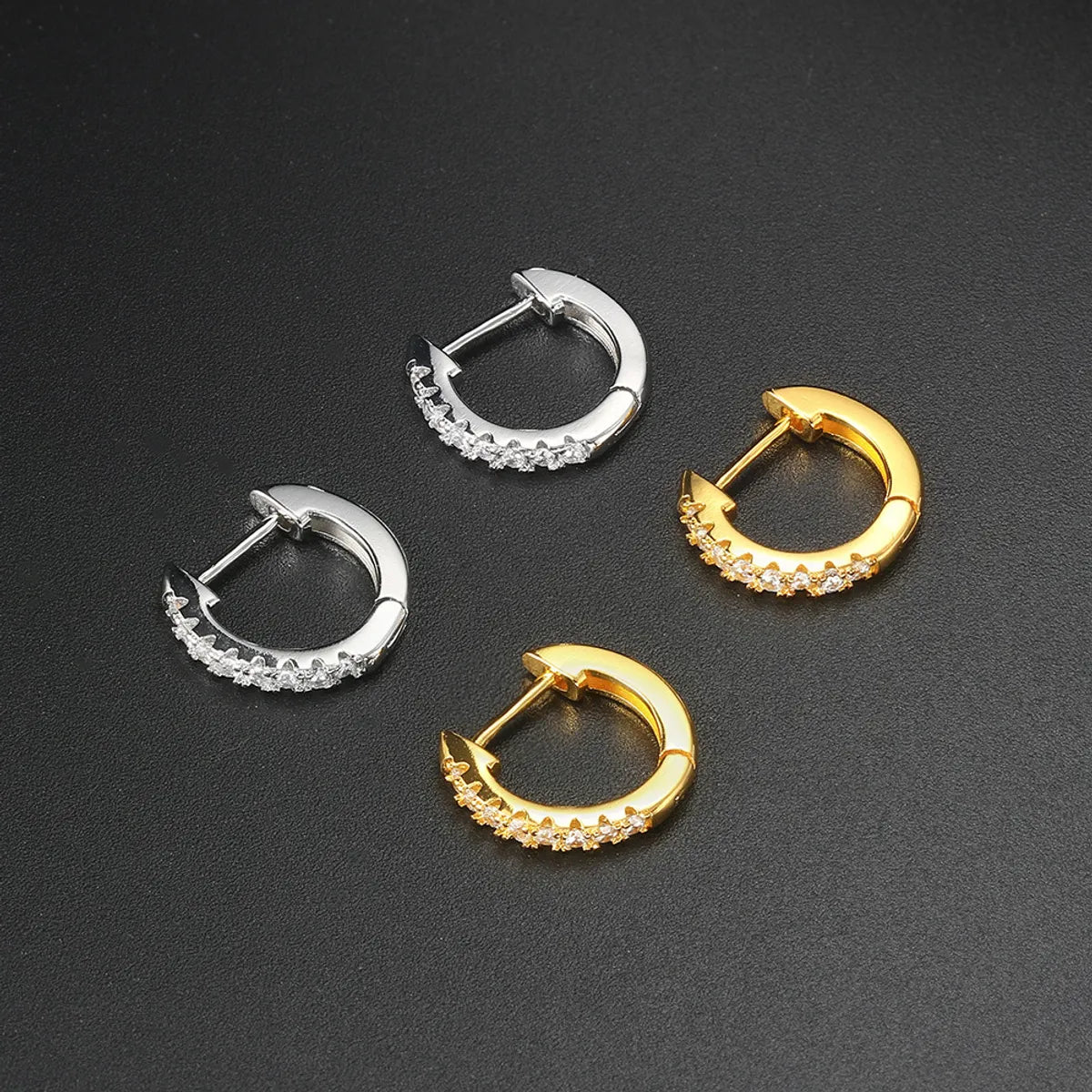 Fashion Geometric Brass Plating Zircon Ear Studs 1 Piece