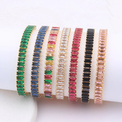 Fashion Geometric Copper Zircon Bracelets In Bulk