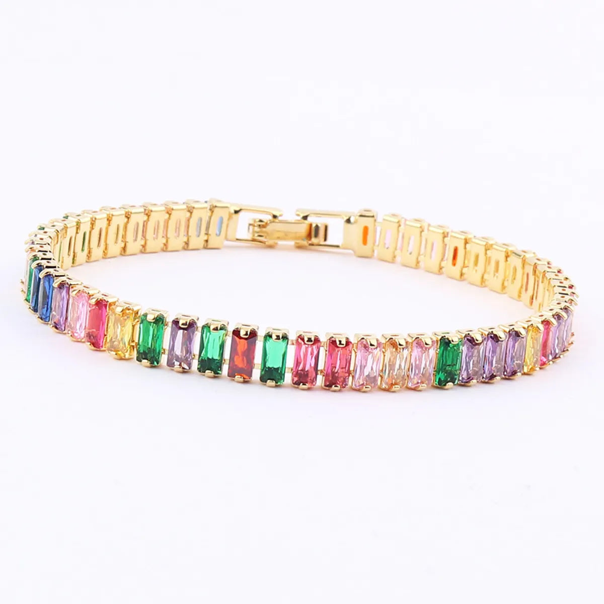 Fashion Geometric Copper Zircon Bracelets In Bulk