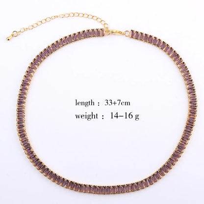 Fashion Geometric Copper Choker Inlay Zircon Copper Necklaces